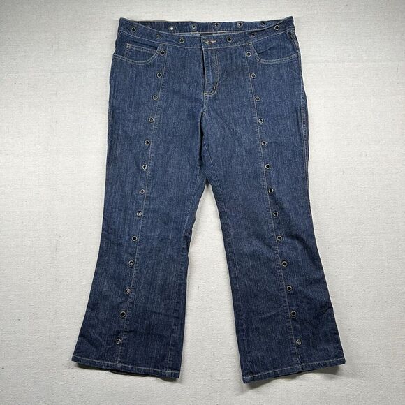 Vintage‎ Fubu Jeans Womens 16w Grommets Flare Y2K 90s Hip Hop Rap Club Plus - Picture 1 of 13